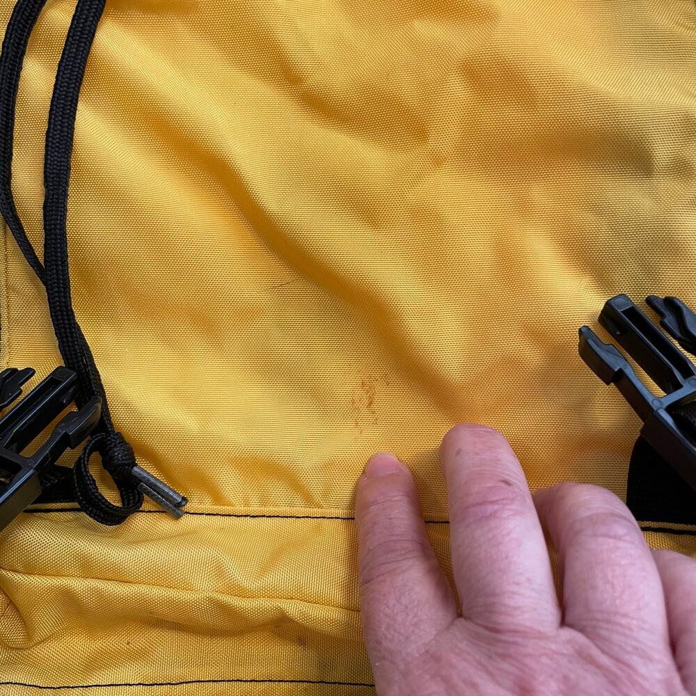 LL Bean 90s Continental Backpack Rucksack Yellow Blue Hiking Technical Vintage - Picture 7 of 14